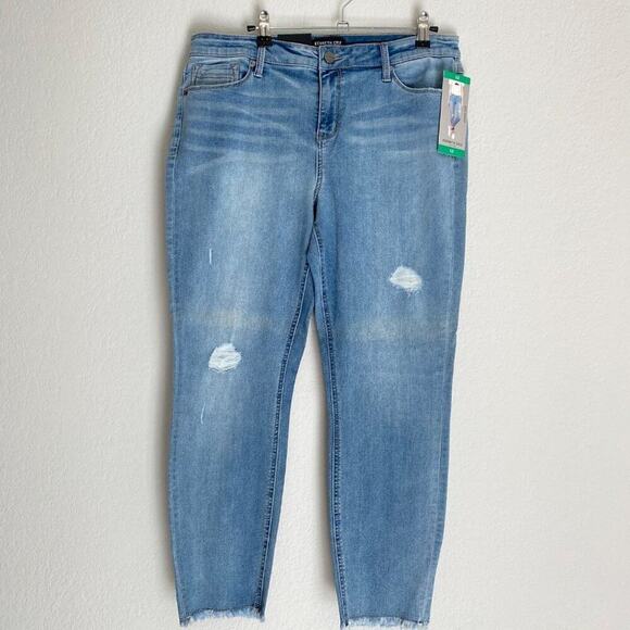 Kenneth‎ Cole sz 12 blue distressed denim jeans NWT - Picture 2 of 11